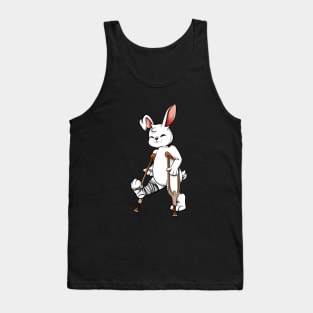 On crutches - cartoon rabbit Tank Top